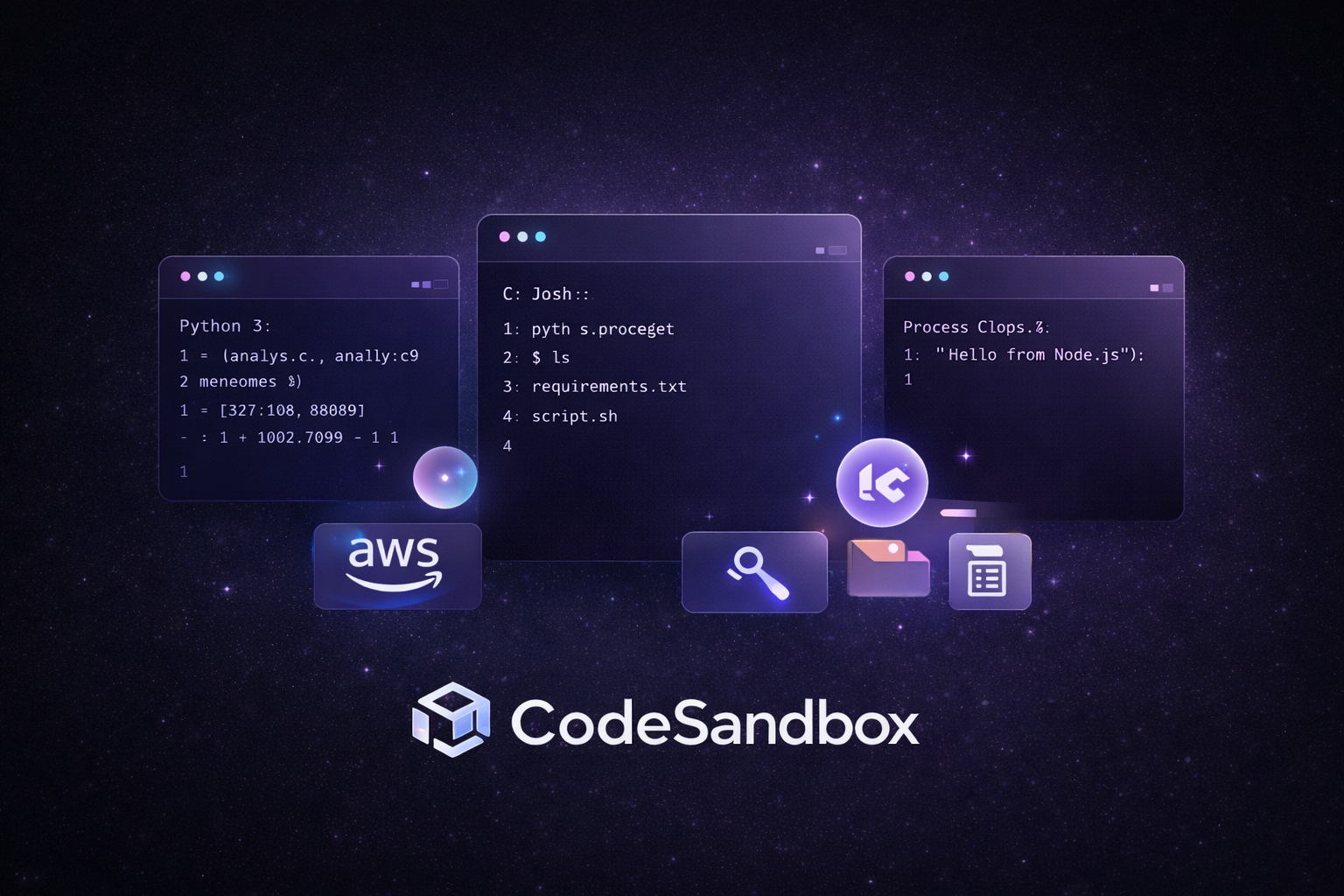 Code Sandbox - Execute Python, Bash, and JavaScript in Isolated Containers with Snapshot Restore, Runtime Secrets, and Full Audit Logs Code sandbox interface showing isolated container execution for Python, Bash, and JavaScript with no shared state, snapshot and restore between runs, runtime secret injection, cloud API connectivity, and full audit logs of every execution